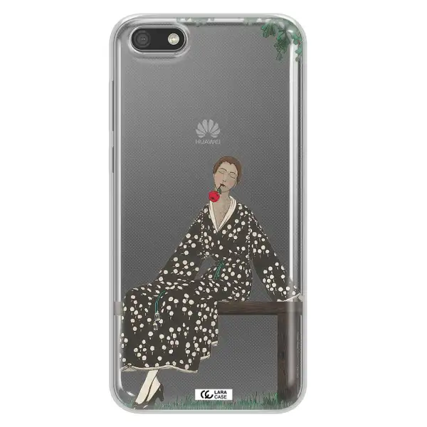 a woman sitting on a bench Huawei Y5 2018 Clear TPU Case