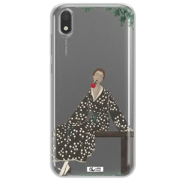 a woman sitting on a bench Huawei Y5 2019 Clear TPU Case