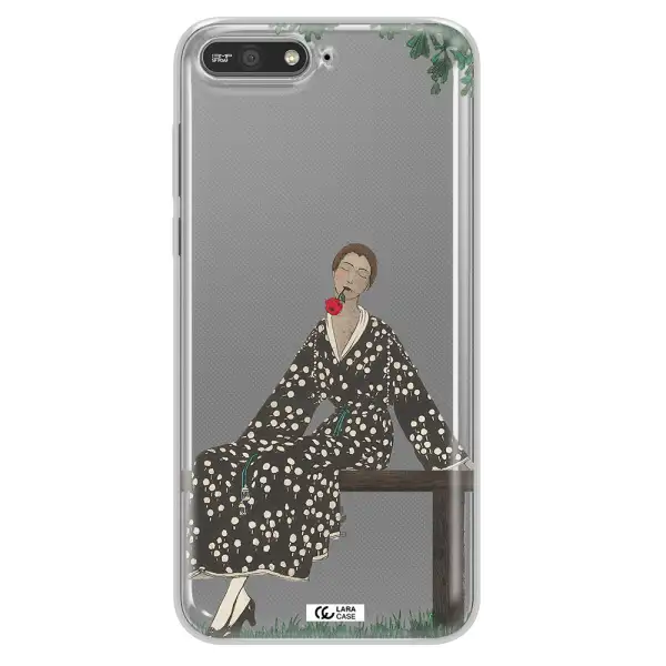 a woman sitting on a bench Huawei Y6 2018 Clear TPU Case