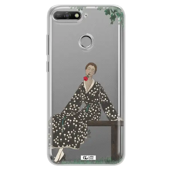 a woman sitting on a bench Huawei Y6 Prime 2018 Clear TPU Case