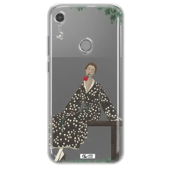 a woman sitting on a bench Huawei Y6S Clear TPU Case