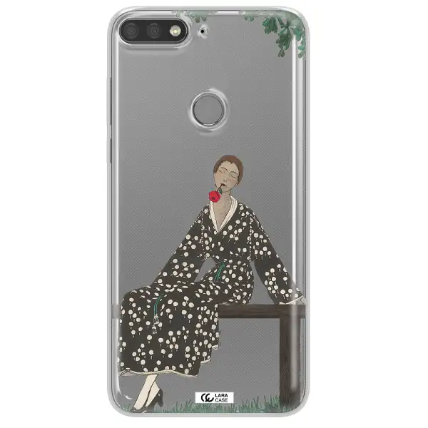 a woman sitting on a bench Huawei Y7 Prime 2018 Clear TPU Case
