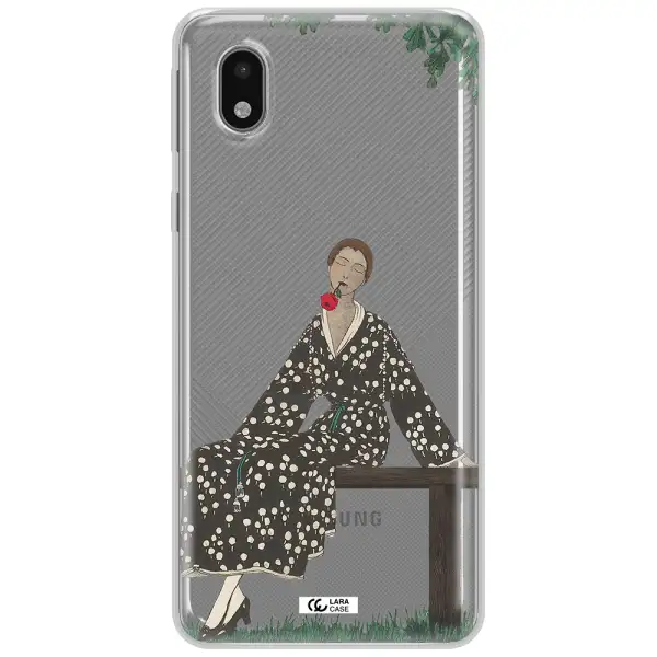 A Woman Sitting On A Bench Samsung A01 Core Clear Tpu Case