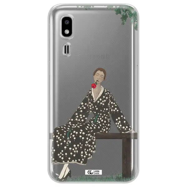 a woman sitting on a bench Samsung A2 Core Clear TPU Case