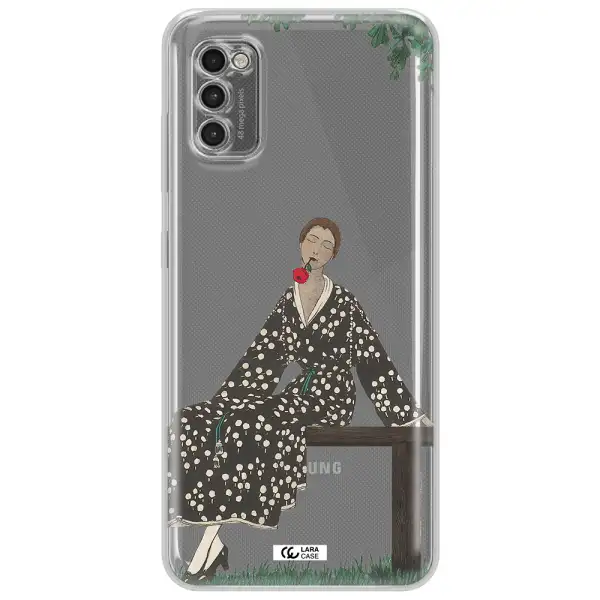 A Woman Sitting On A Bench Samsung A41 Clear Tpu Case