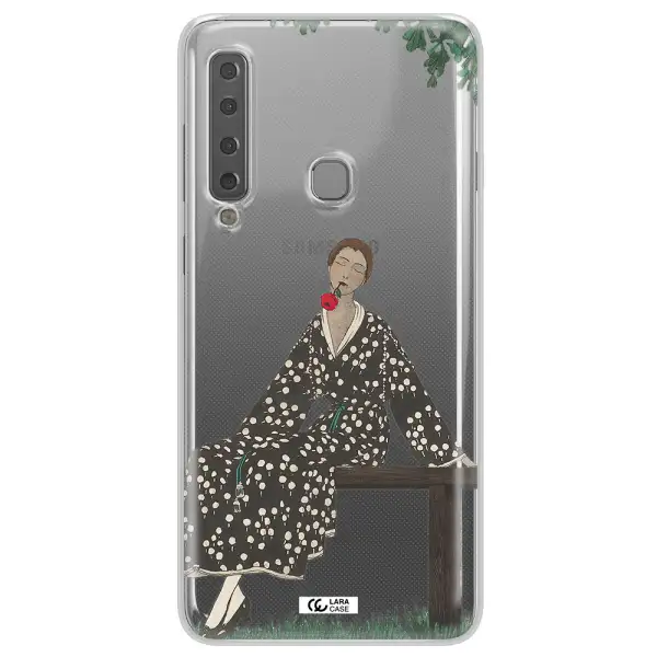 a woman sitting on a bench Samsung A9 2018 Clear TPU Case