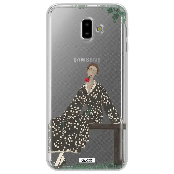 a woman sitting on a bench Samsung J6 Plus Clear TPU Case