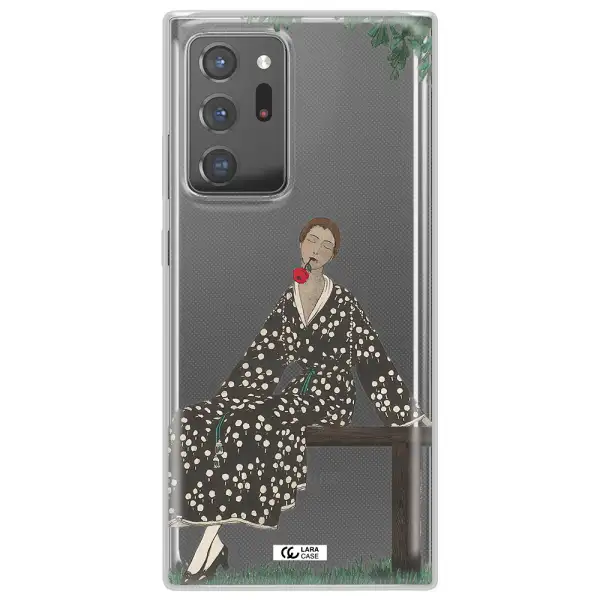 a woman sitting on a bench Samsung Note 20 Ultra Clear TPU Case