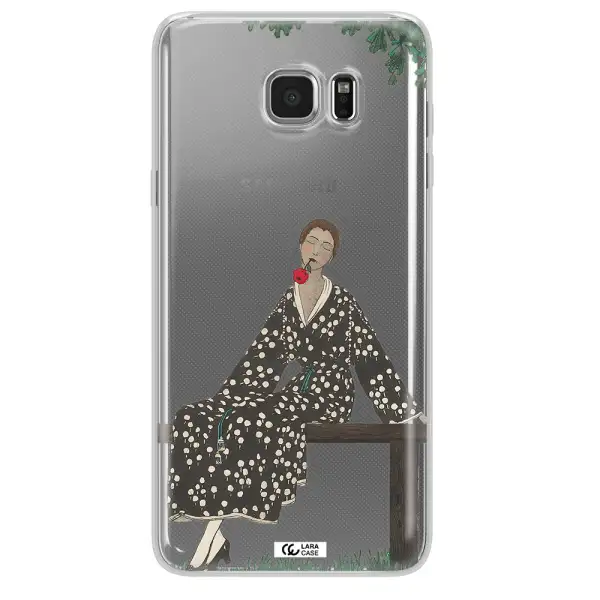 a woman sitting on a bench Samsung Note 5 Clear TPU Case
