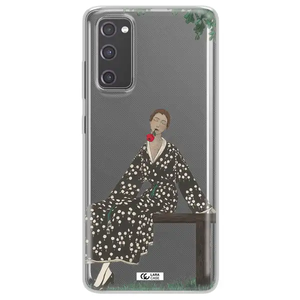 a woman sitting on a bench Samsung S20 Fe Clear TPU Case