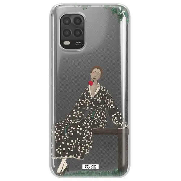 a woman sitting on a bench Xiaomi Mi 10 Lite Clear TPU Case