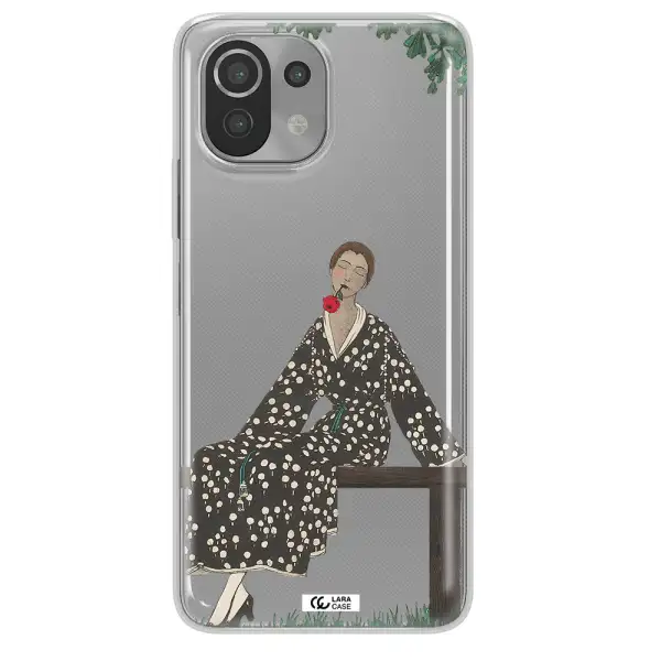 a woman sitting on a bench Xiaomi Mi 11 Lite Clear TPU Case
