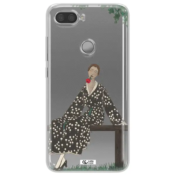 a woman sitting on a bench Xiaomi Mi 8 Lite Clear TPU Case