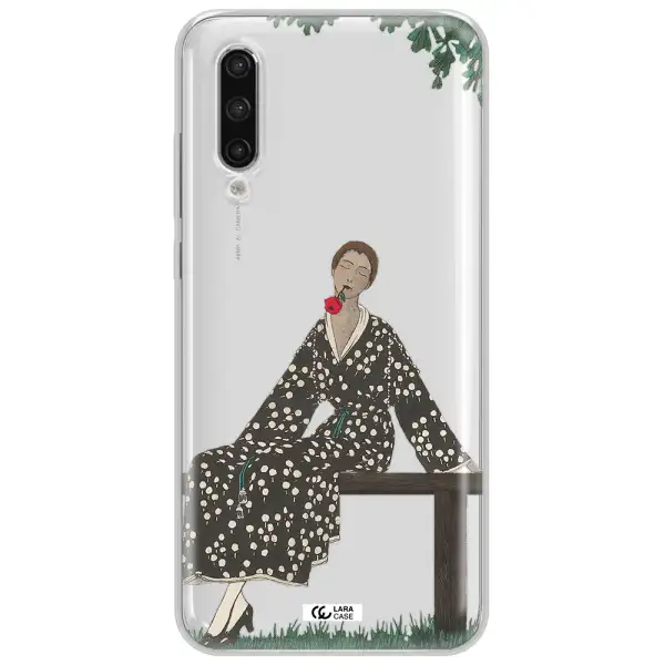 A Woman Sitting On A Bench Xiaomi Mi 9 Lite Clear Tpu Case