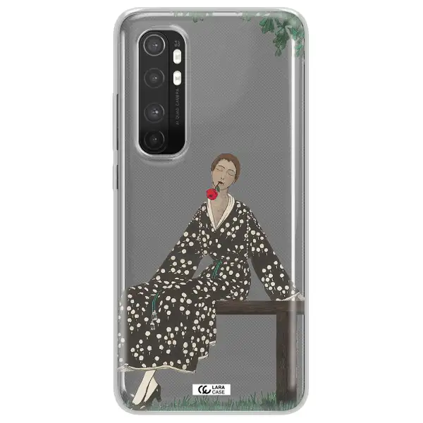 a woman sitting on a bench Xiaomi Mi Note 10 Lite Clear TPU Case