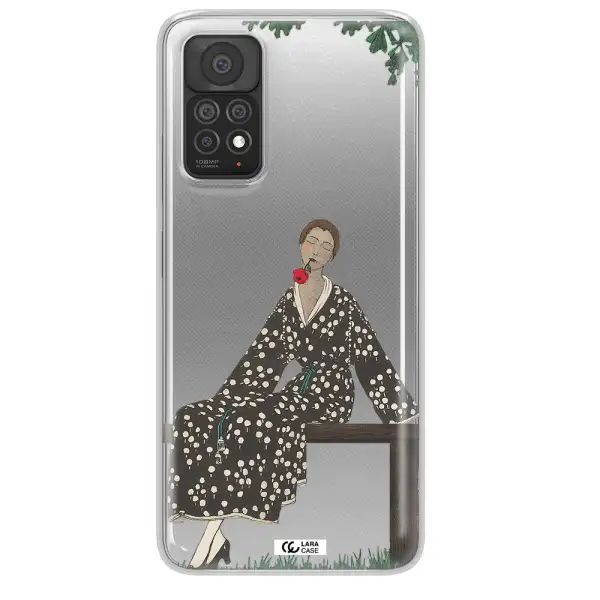 a woman sitting on a bench Xiaomi Note 11 Pro Clear TPU Case