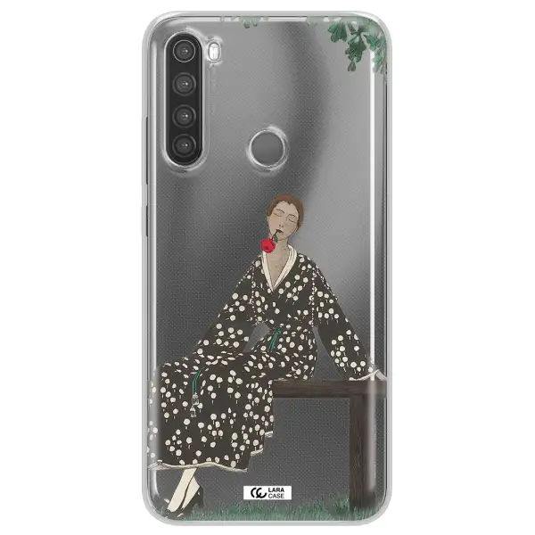 a woman sitting on a bench Xiaomi Note 8 Clear TPU Case
