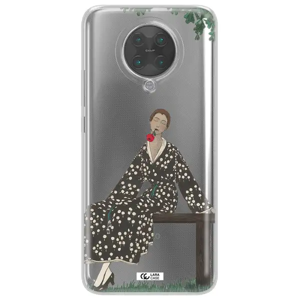 a woman sitting on a bench Xiaomi Poco F2 Pro Clear TPU Case