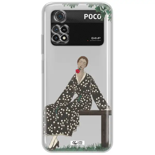 A Woman Sitting On A Bench Xiaomi Poco M4 Pro 4G Clear Tpu Case