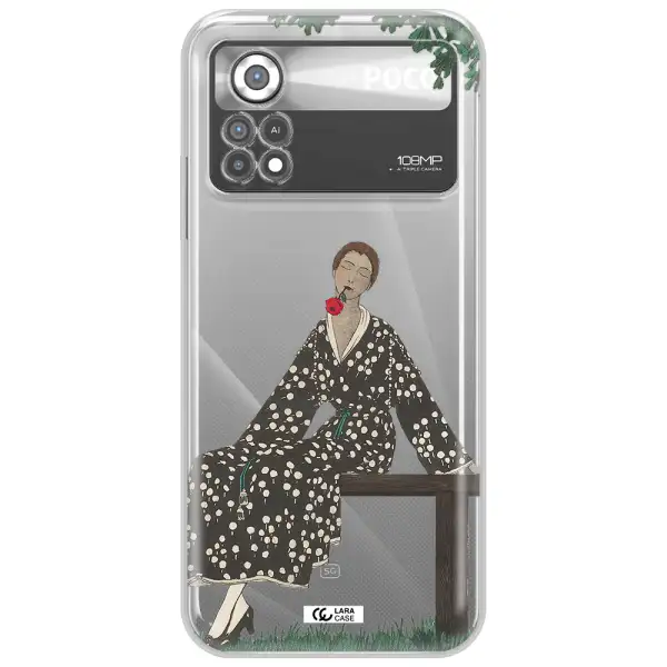 a woman sitting on a bench Xiaomi Poco X4 Pro Clear TPU Case