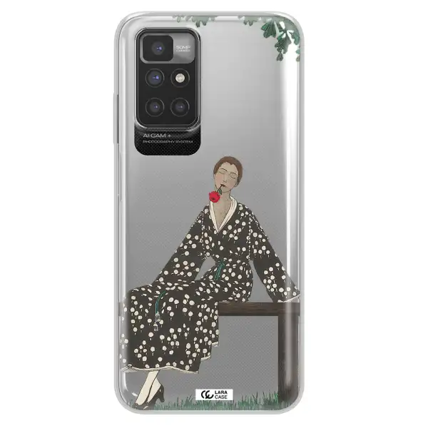 a woman sitting on a bench Xiaomi Redmi 10 Clear TPU Case