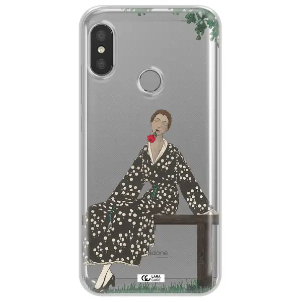 a woman sitting on a bench Xiaomi Redmi 6 Pro Clear TPU Case