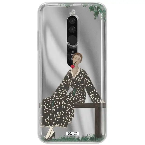 A Woman Sitting On A Bench Xiaomi Redmi 8 Clear Tpu Case