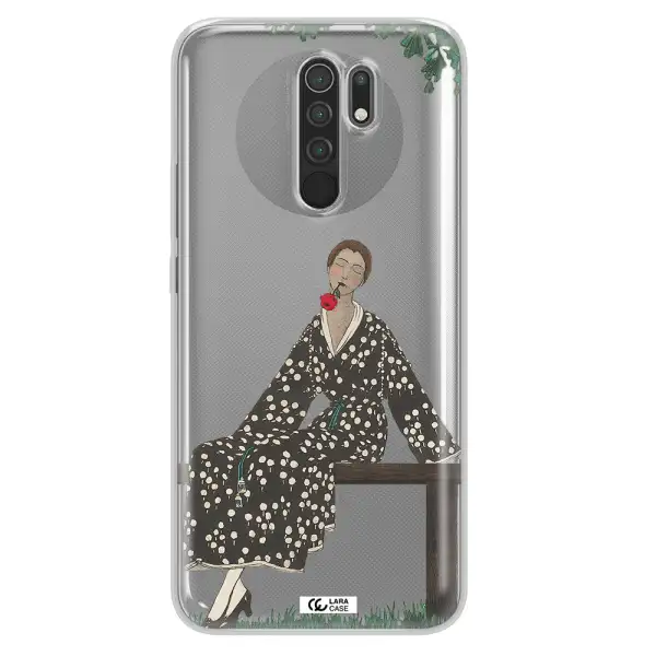 a woman sitting on a bench Xiaomi Redmi 9 Clear TPU Case