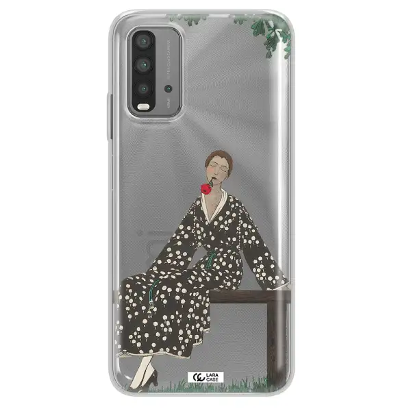 a woman sitting on a bench Xiaomi Redmi 9T Clear TPU Case