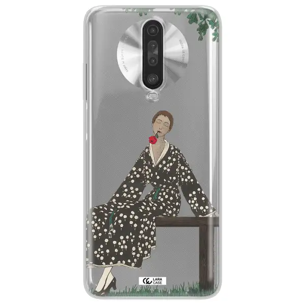 a woman sitting on a bench Xiaomi Redmi K30 Clear TPU Case