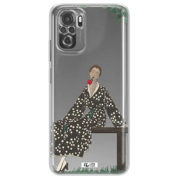 A Woman Sitting On A Bench Xiaomi Redmi Note 10S Clear Tpu Case