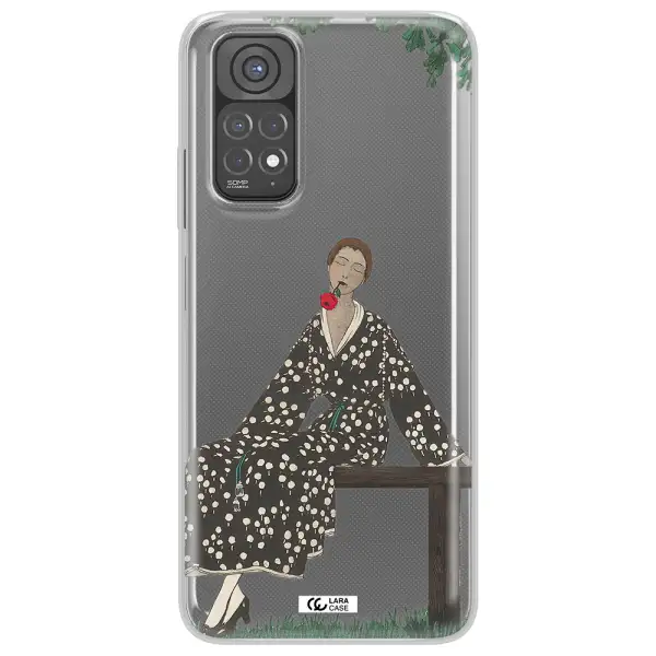 a woman sitting on a bench Xiaomi Redmi Note 11 Clear TPU Case