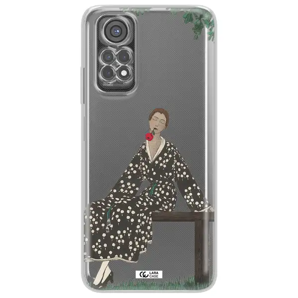 A Woman Sitting On A Bench Xiaomi Redmi Note 11S Clear Tpu Case