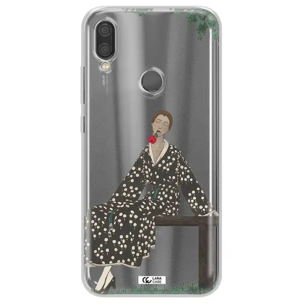 a woman sitting on a bench Xiaomi Redmi Note 7 Clear TPU Case