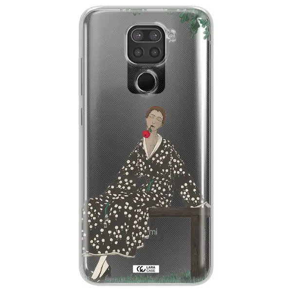a woman sitting on a bench Xiaomi Redmi Note 9 Clear TPU Case
