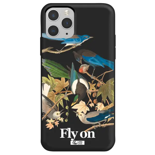 a group of birds on a branch Apple iPhone 11 pro Silicone black Case