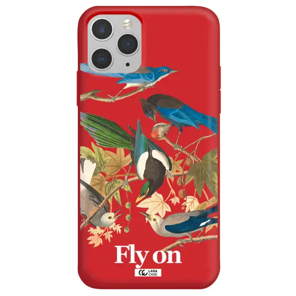 a group of birds on a branch Apple iPhone 11 pro Silicone Imperial Red Case