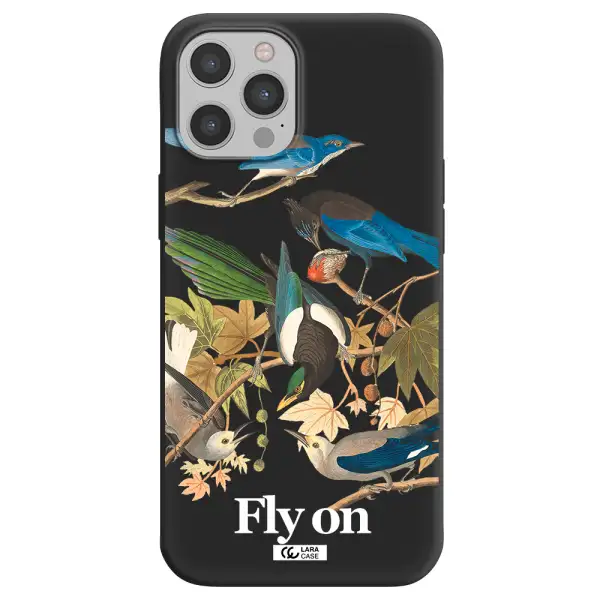 a group of birds on a branch Apple iPhone 12 pro max Silicone black Case