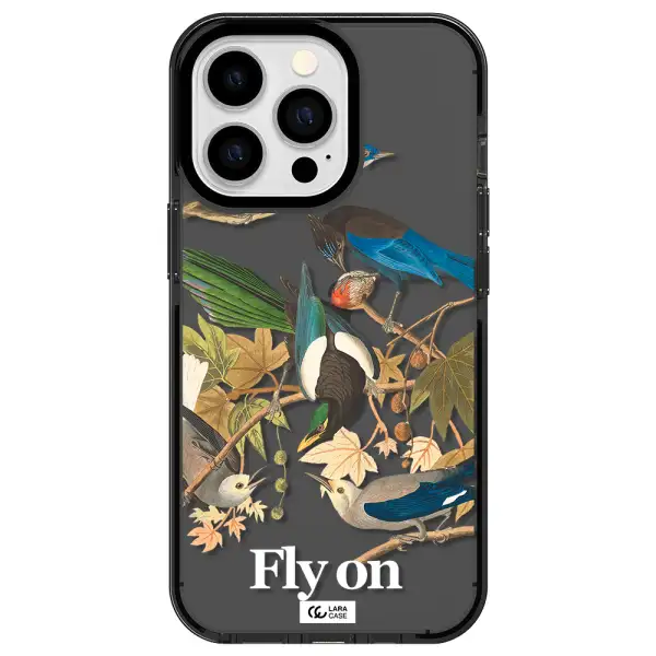 a group of birds on a branch Apple iPhone 13 Pro impact Smoke Black Case