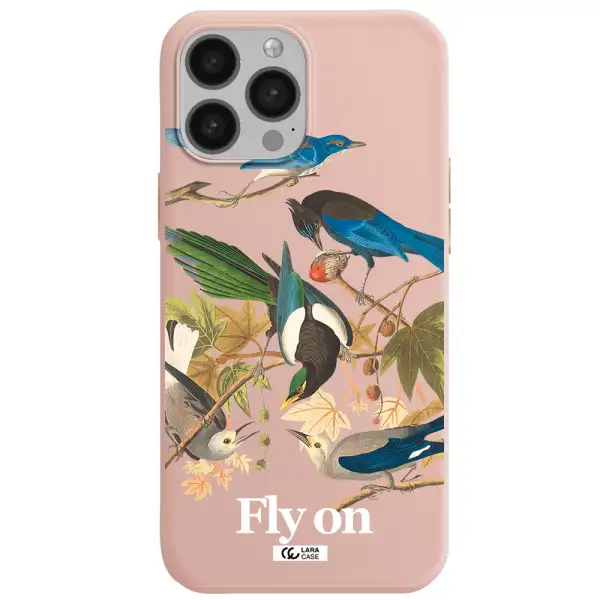 a group of birds on a branch Apple iPhone 13 Pro Silicone pastel pink Case