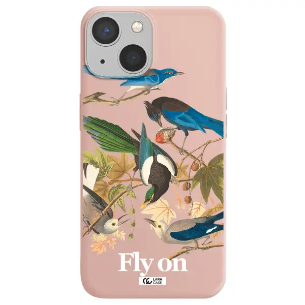 a group of birds on a branch Apple iPhone 13 Silicone pastel pink Case