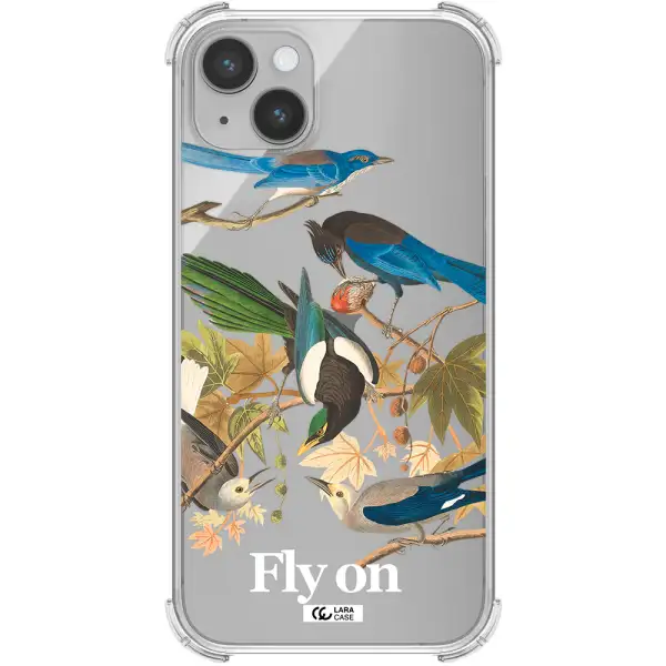 a group of birds on a branch Apple iPhone 14 Clear PC Case