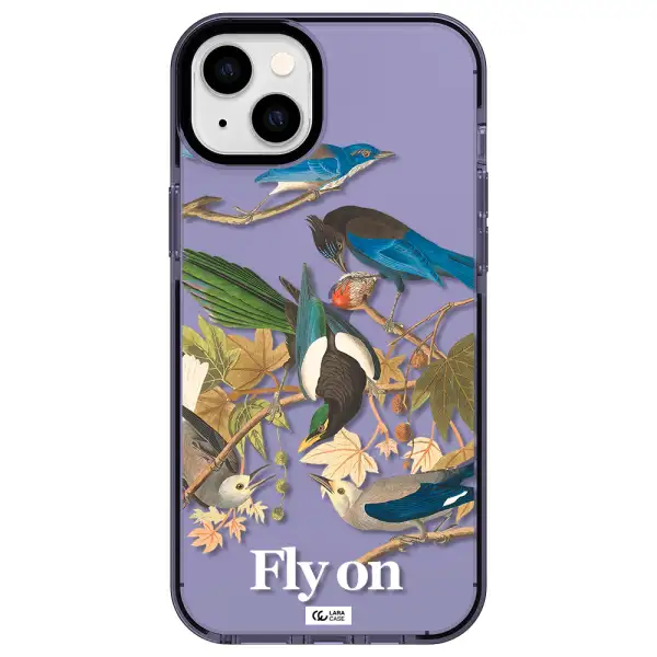 a group of birds on a branch Apple iPhone 14 plus impact Lilac Case