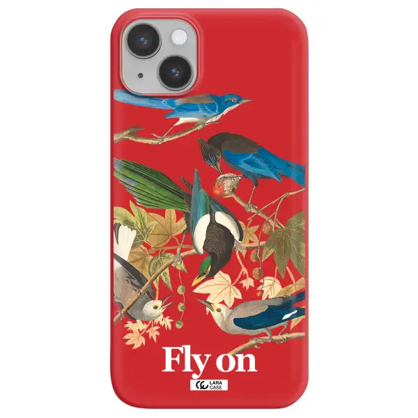 a group of birds on a branch Apple iPhone 14 plus Silicone Imperial Red Case