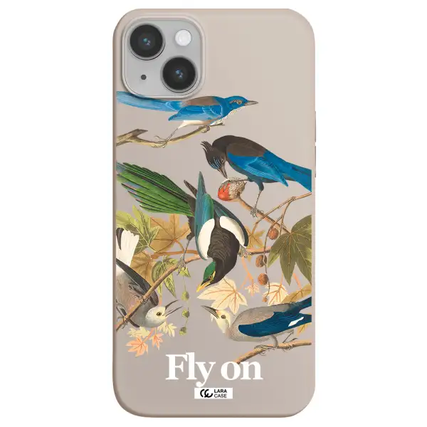a group of birds on a branch Apple iPhone 14 plus Silicone Stone Case
