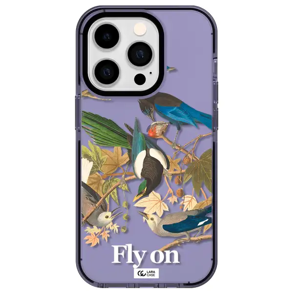 a group of birds on a branch Apple iPhone 14 pro impact Lilac Case