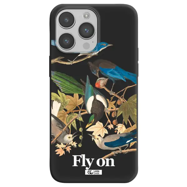 a group of birds on a branch Apple iPhone 14 pro max Silicone black Case