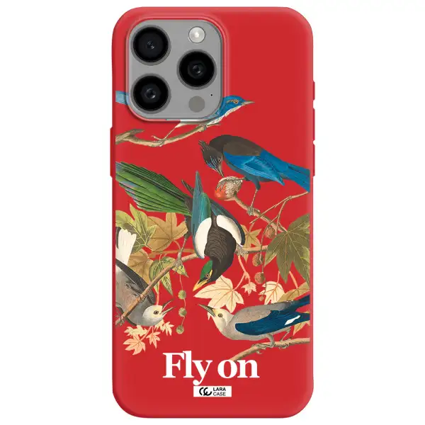 A Group Of Birds On A Branch Apple Iphone 15 Pro Max Silicone Imperial Red Case