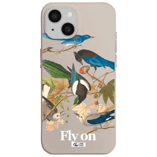 a group of birds on a branch Apple iPhone 15 Silicone Stone Case