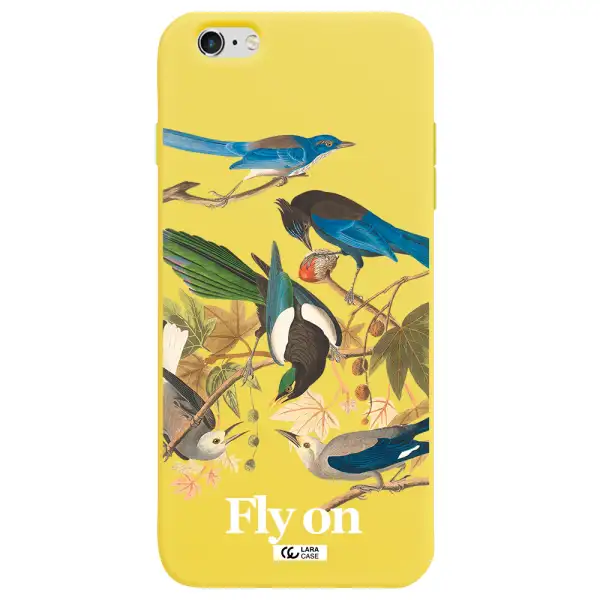 a group of birds on a branch Apple iPhone 6 plus Silicone canary yellow Case